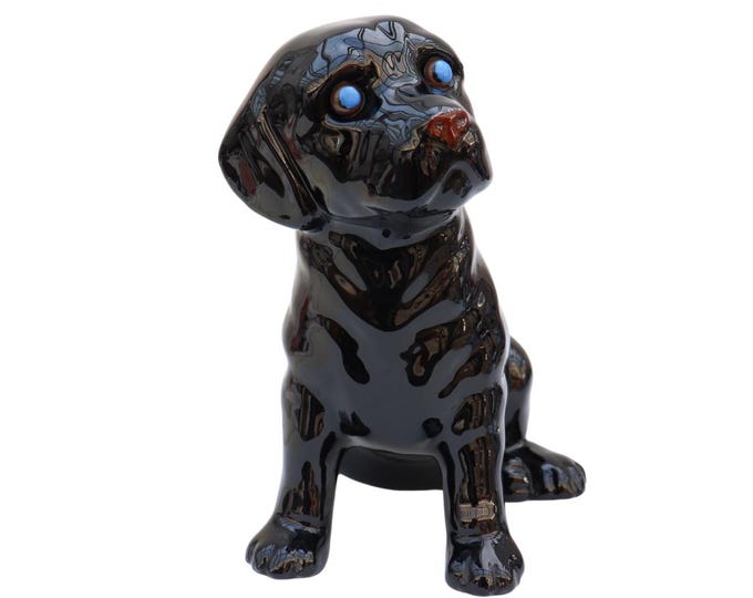 Staffordshire Ceramic Black Labrador Puppy Figure (9'' Tall)