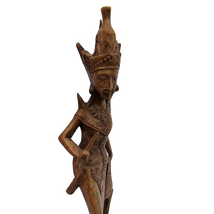 Indonesian Wooden Carving Sculpture DEWI SRI Fertility Goddess.Yoga