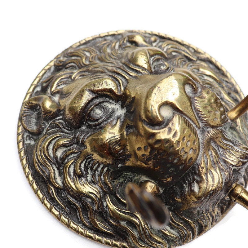 Cast Brass Lion's Head Wall Plaque Hook By British Company Peerage C ...