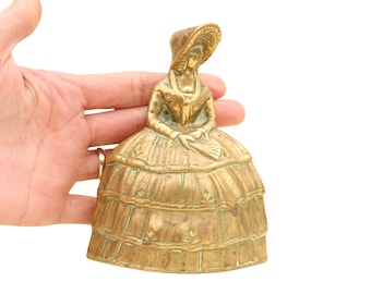 Vintage Brass Crinolline Lady Hand Bell, Crinolline Lady Decor, Gift For Teacher