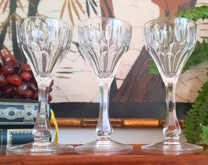 Georgian Style Cut Crystal Liqueur Glasses - Set of 3