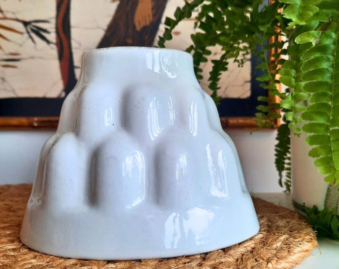 Antique Small Ceramic Jelly Mould 4.2'' High C 1920's Farmhouse Decor