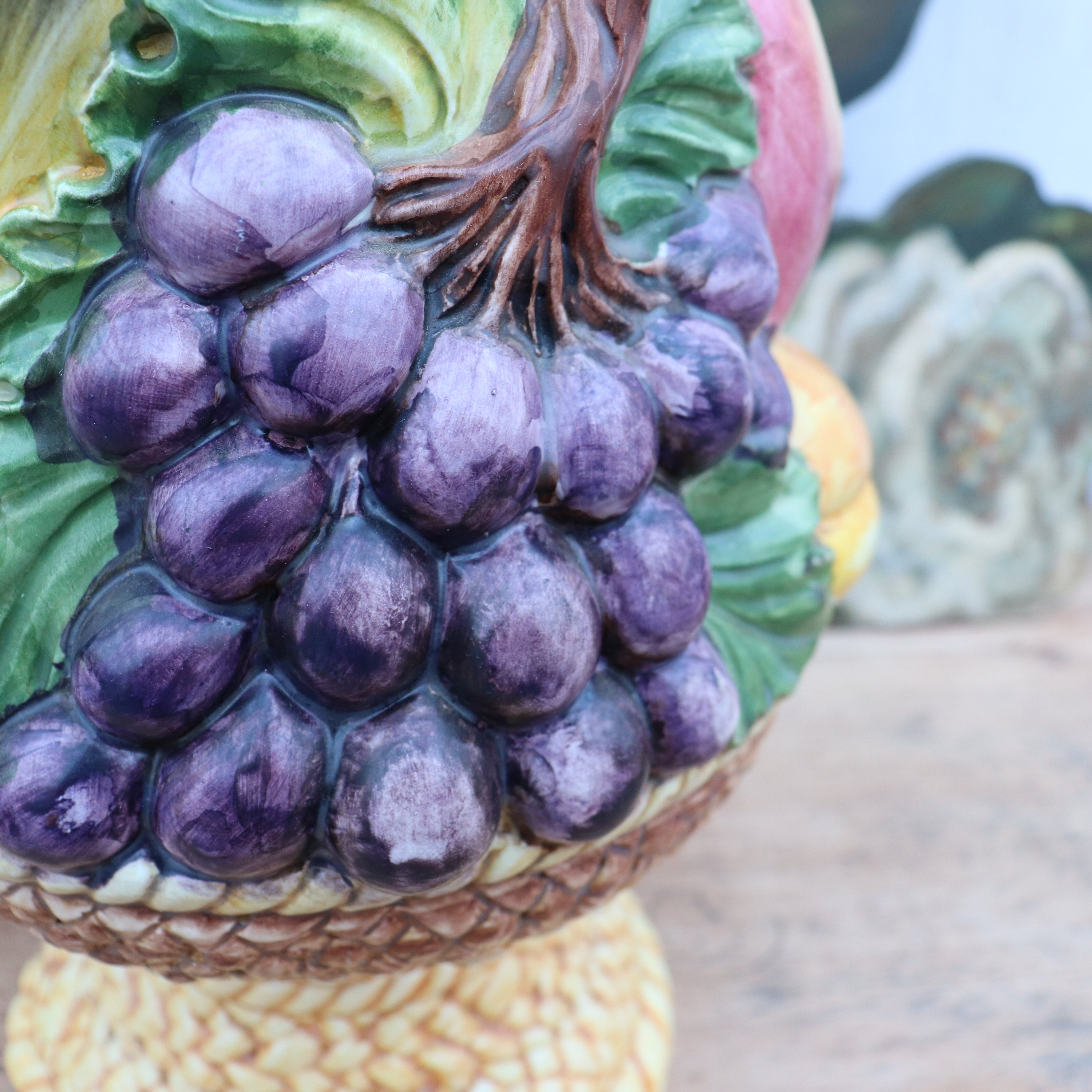 Hand Painted Ceramic Fruit Basket Topiary Table Centrepiece Made in Italy