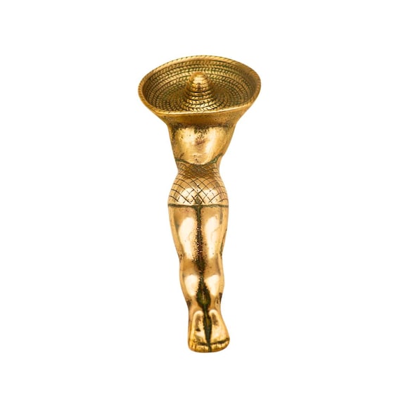 Mid Century Brass Sunbathing Lady Ashtray, 1950's Sunbathing Lady with Sombrero Ashtray RARE Item