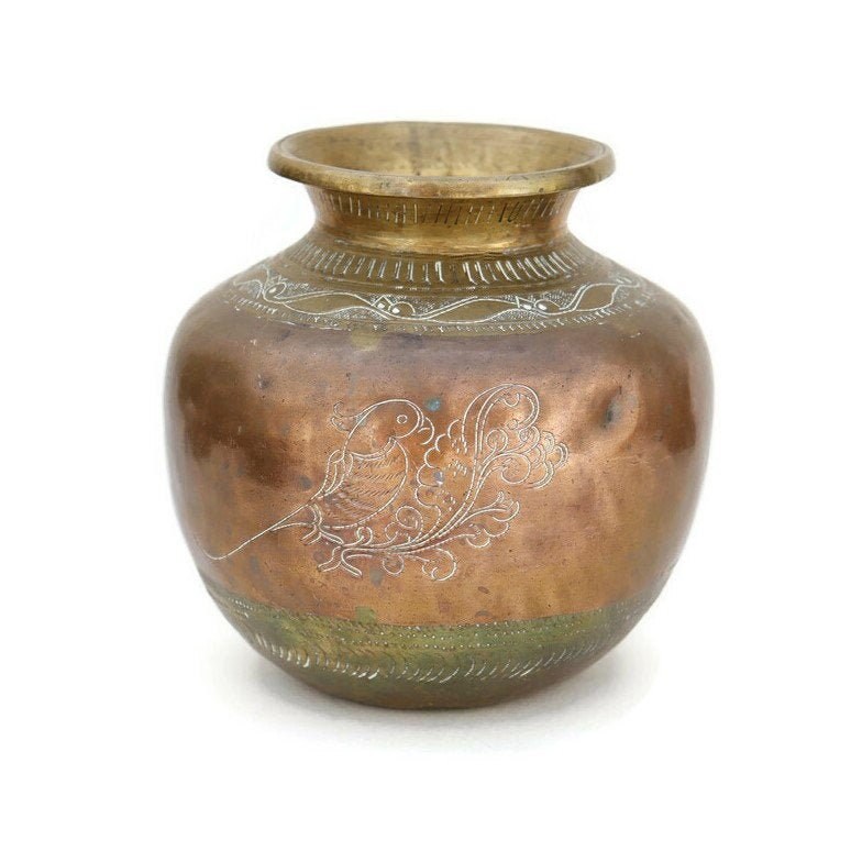 Small Copper Indian Lota Vase Water Pot H 4.5''