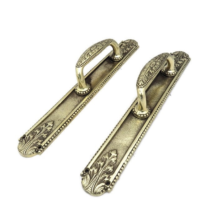Reclaimed Large 14.2 Ornate Brass Victorian Nouveau Door Pull Grab Handle 2