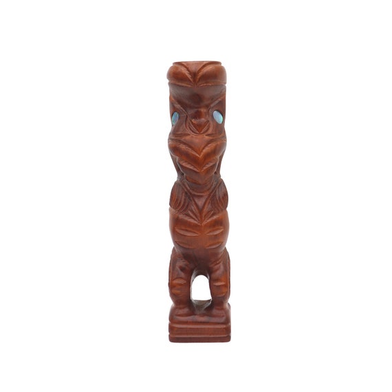 Small Tekoteko Sculpture Totem with Paua shell eyes,Aotearoa  New Zealand Kauri wood carving.