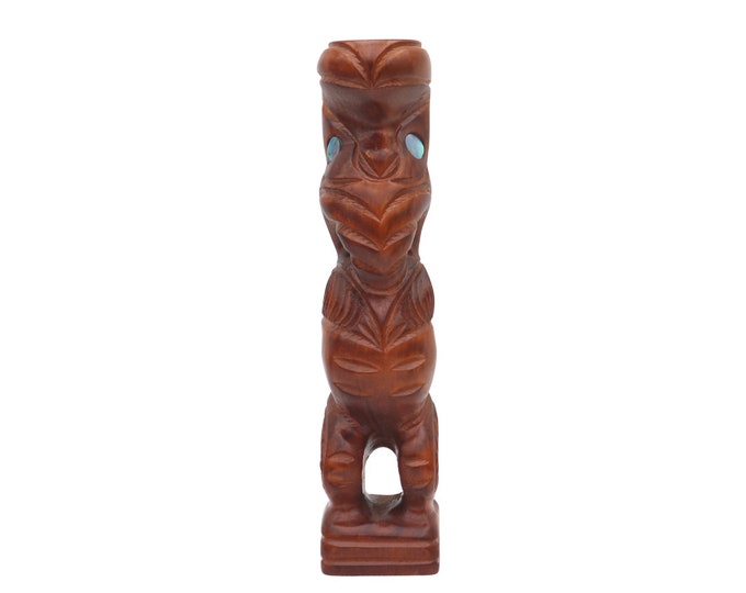Small Tekoteko Sculpture Totem with Paua shell eyes,Aotearoa  New Zealand Kauri wood carving.