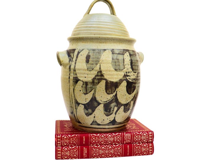 Large Studio Pottery Ginger Jar: Rustic Farmhouse Lidded Jar (11.7'')
