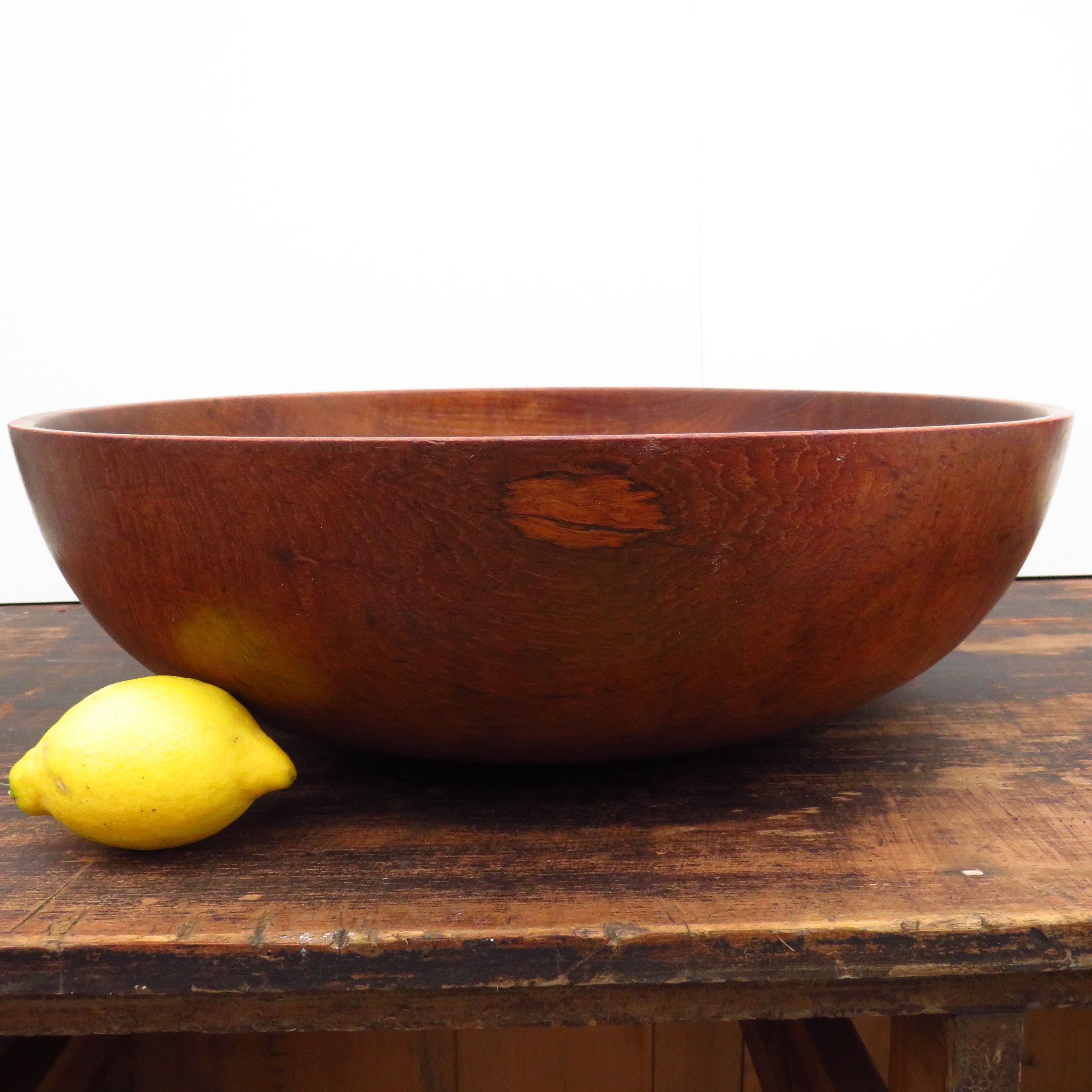 Large Mid Century Teak Wood Bowl 18'' Table Centrepiece