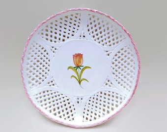 Basket Weave Ceramic Wall Plate By Berardos Made in Portugal Diameter 10.2 ''