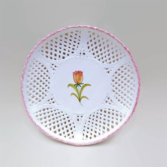 Basket Weave Ceramic Wall Plate By Berardos Made in Portugal Diameter 10.2 ''