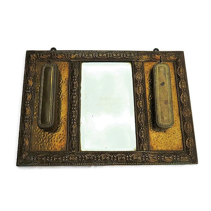 Vintage Brass Hall Mirror *Last Look* & Clothes Brushes Made in England