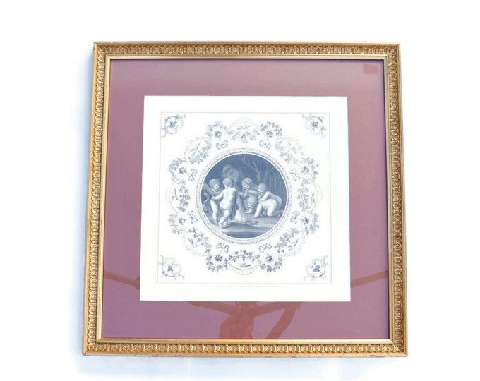 Framed Cherub Stipple Engraving: Bartolozzi After Cipriani, Neoclassical Art C 1785