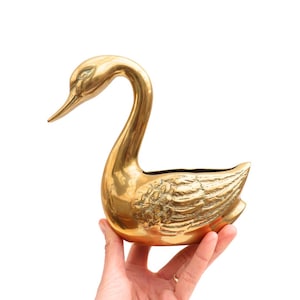Mid Century Brass Swam Planter Figurine Candy Bowl 7.2&#39;&#39; Tall, Easter Brass Decor
