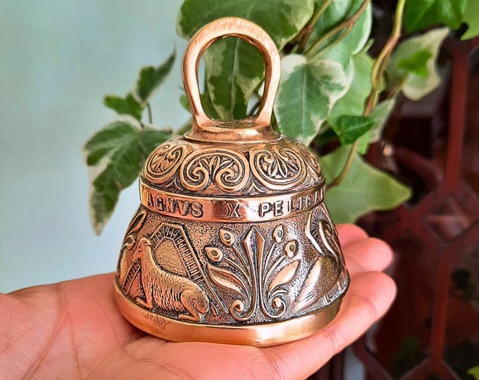 Vintage Peerage English Brass Sanctuary Church Bell Leo Aquila Agnus Pelicanus , Victorian Style Brass Bell, Gift for a teacher