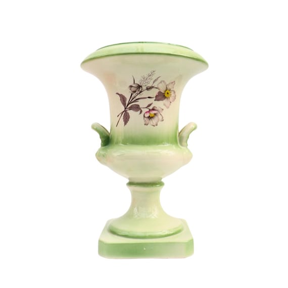 Mid Century Portuguese Ceramic Urn Vase or Planter By Alcobaca H 10.7'',  Ceramic Vase Urn Neoclassical Shape.