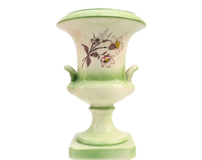 Mid Century Alcobaca Ceramic Urn Vase: Portuguese Floral Planter