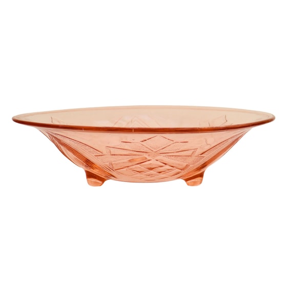 Vintage Pink Pressed Glass Fruit Bowl Centrepiece , Mid Century Fruit Bowl, Rosaline glass fruit bowl