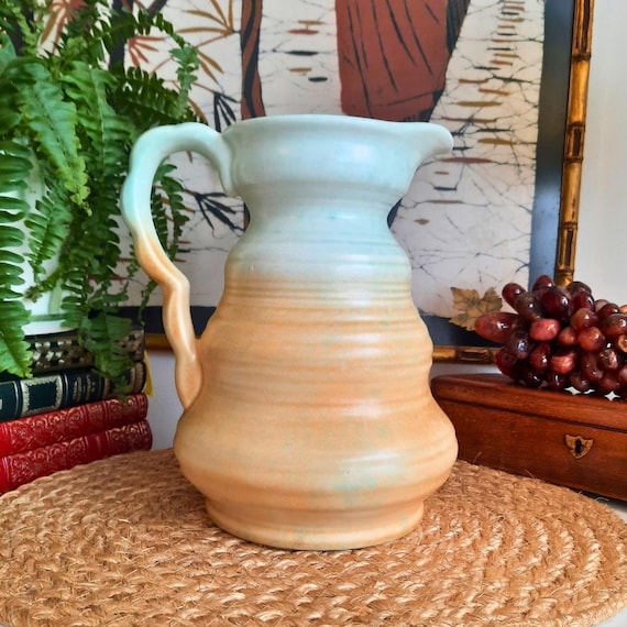 Large Art Deco Pitcher Jug By Delcroft Ware H 9 inches Pattern 555 Very Good Condition