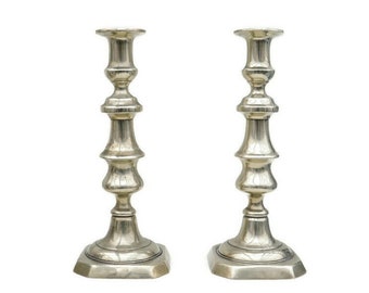Large Pair Of Brass Candlesticks Pair H 28 cm, Victorian Candleholder, Antique Gift for Home