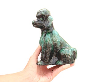 Large Mid Century Blue Mountain Pottery Poodle Dog Figure Made in Canada 7.5'' high, Large Animal Figures