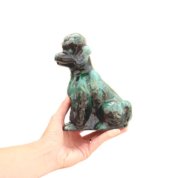 Large Mid Century Blue Mountain Pottery Poodle Dog Figure Made in Canada 7.5'' high, Large Animal Figures