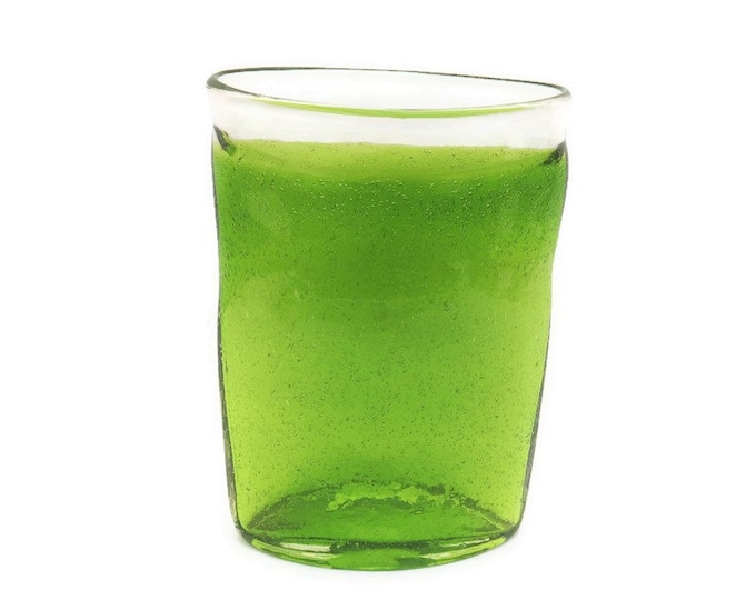 Mid Century Studio Glass Vase With Controlled Bubbles H 9.5 '' .