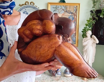 Very Large Wooden Carved Weeping Buddhas Meditation Statues Made in Thailand.