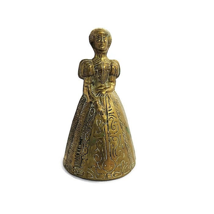 Vintage English Brass Lady Bell Elizabethan Lady.Old Brass Bell.Office  Decor.Antique Brass.Small English Vintage Gift