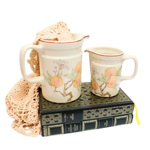 Wedgwood Peach Pattern Milk Jug & Creamer Set - 1980s England