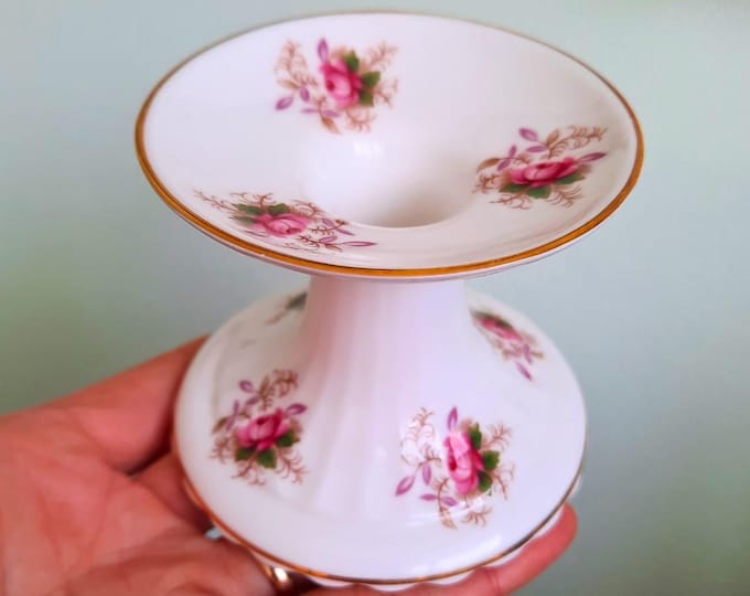 Vintage Royal Albert Lavender Rose candlestick Made In England C 1961's.