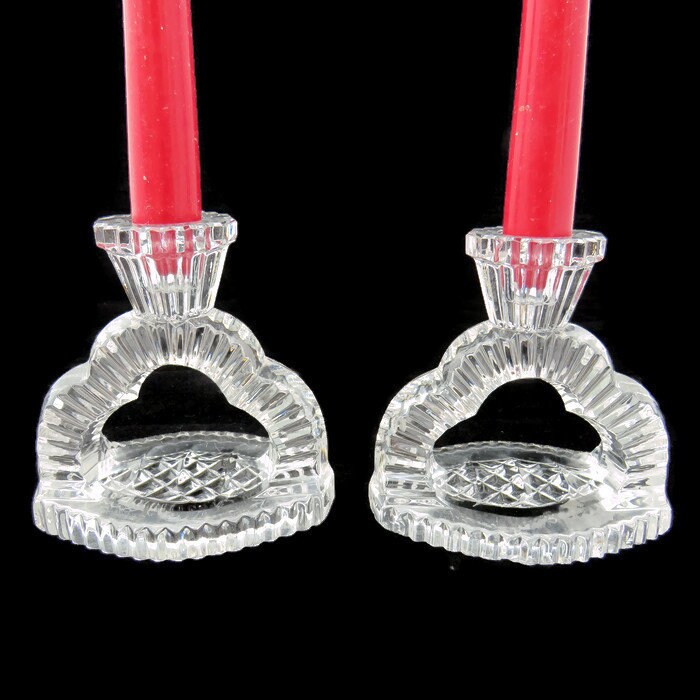 Art Deco Clear Glass Candle Holder .Vintage Candlestick Holders.Taper