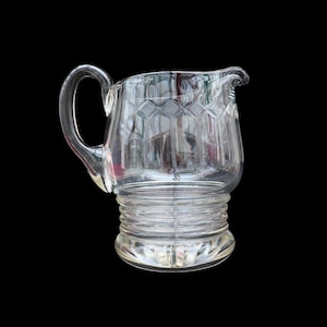 Antique Edwardian Cut Crystal Water Pitcher: Ornate Glass Jug