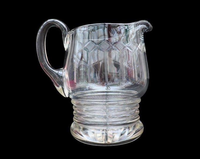 Antique Edwardian Cut Crystal Water Pitcher: Ornate Glass Jug