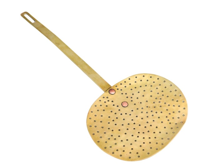 Mid Century Brass Chestnut Roaster Skimmer: Farmhouse Kitchen Decor