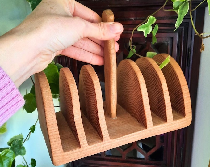 Large Vintage Handcrafted Ash Wood Rustic Toast Rack