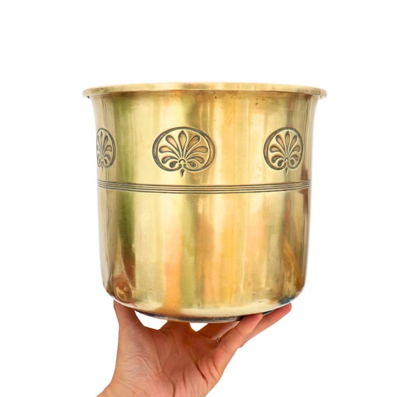 Large Antique Joseph Sankey & Sons Round Brass Art Nouveau Jardiniere Made In England C 1900