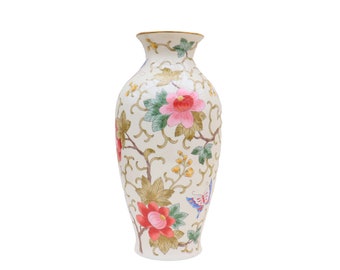Vintage St Michael's Ceramic Japanese Vase, 80's Japanese Vase, 80's Sta Michael's Home Decor, Flowers and Butterflies Vase