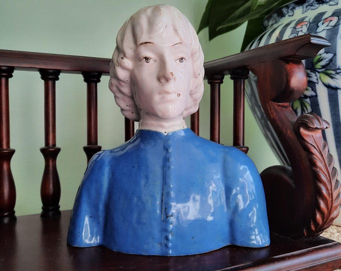 Italian Cantagalli Majolica Bust of Piero de' Medici Renaissance Style Pottery Bust C Late 1800's.