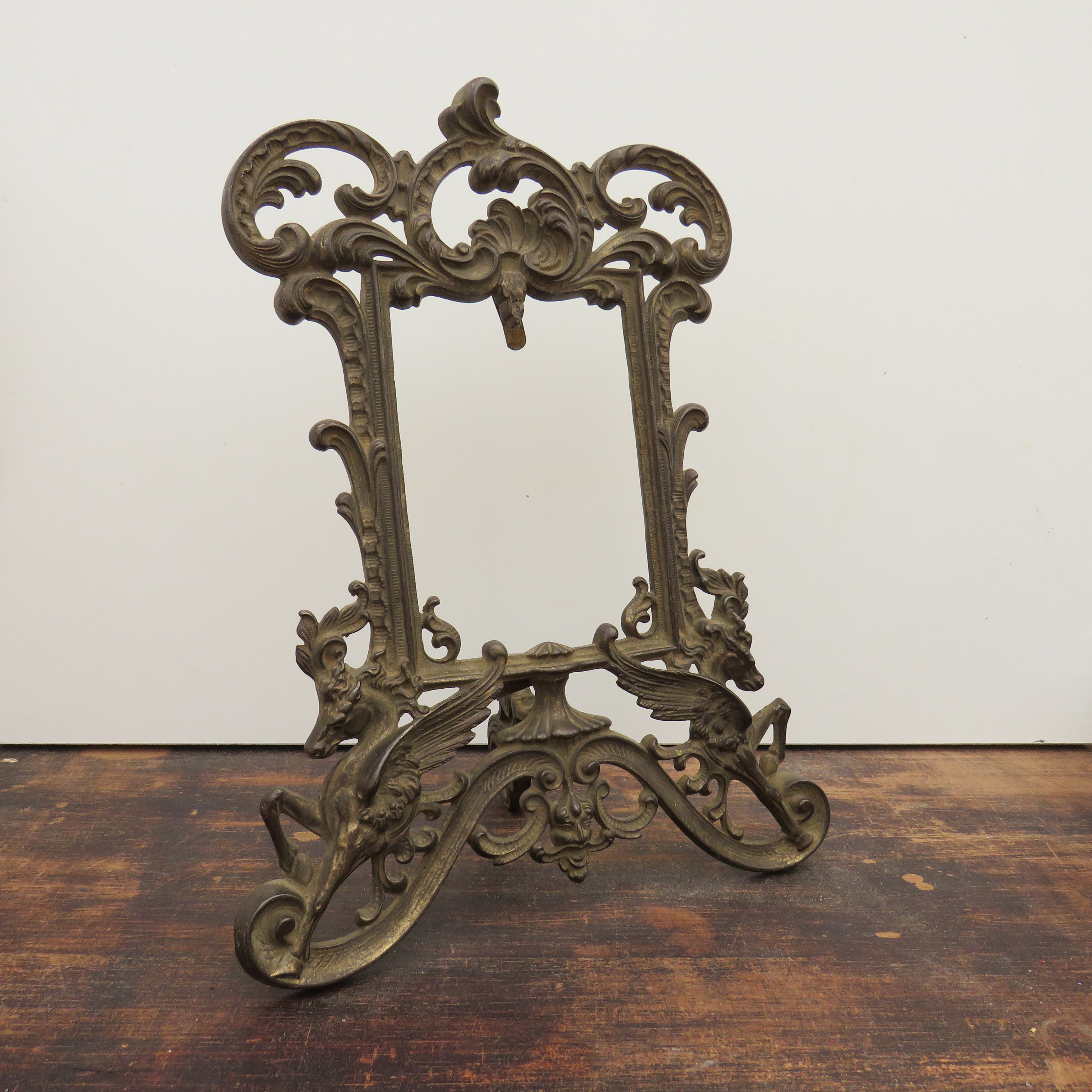 Antique Ornate Metal Picture Frame C 1905 .Pegasus Ornate Picture Frame .Rococo Picture frame.