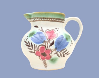 Buchan Stoneware Jug Pitcher, Vintage Scottish Ceramic Jug, Small Floral Pitcher-Vase