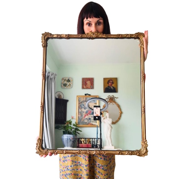 Large British Antique Gilt Wood and Gesso Rococo Regency Wall Mirror