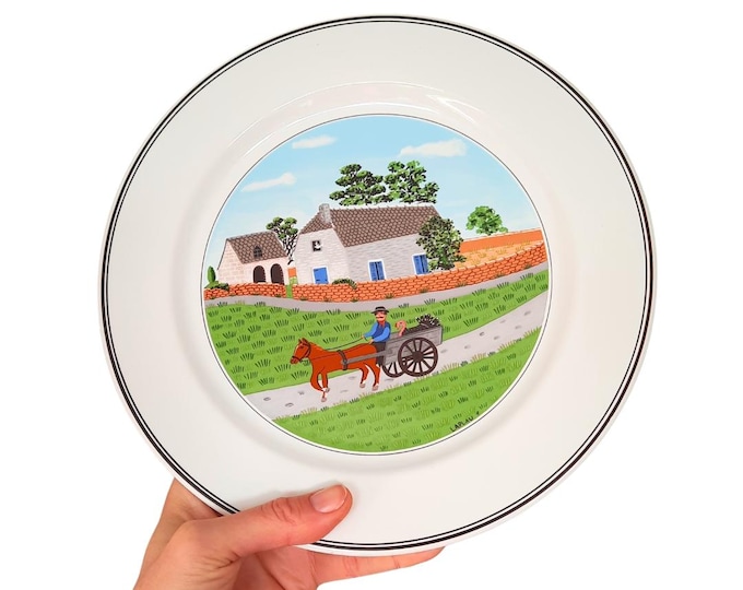 Vintage Villeroy & Boch Design Naif Going to Market Dinner Plate 10.5'' Diameter By Laplau Very Good Condition