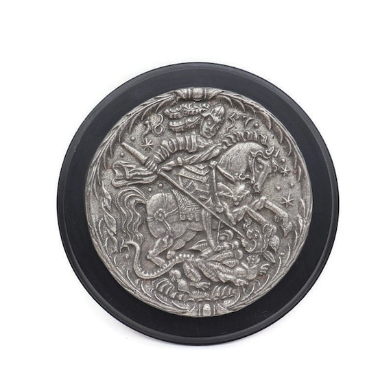 George and The Dragon Pewter Wall Plaque By Austrian Company Berndorf BMF Castlecore Decor
