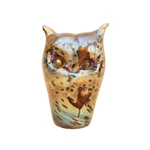 Mfarta Glass Owl Paperweight, Maltes Studio Glass Paperweight, Iridescent Glass Animal Paperweight