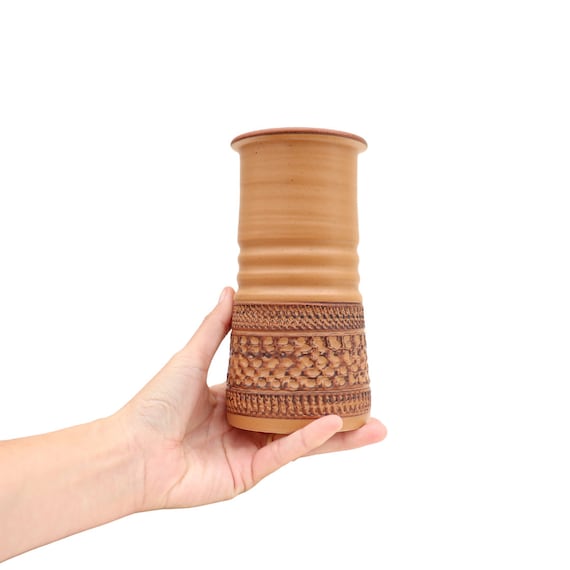 Mid Century Studio Pottery Vase, Earthy tones pottery vase, Retro pottery vase