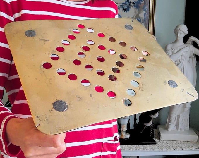 Large Chunky Antique English Brass And Cast Iron Fireplace Trivet - Victorian Foot Stool Plant Stand