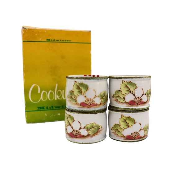 4 Mid Century Floral Ceramic Napkin Holders By Midwinter Boxed Still Life Pattern