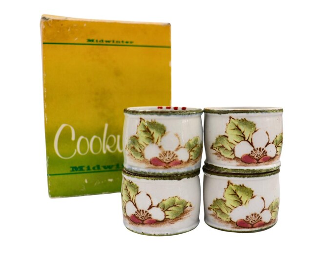 4 Mid Century Floral Ceramic Napkin Holders By Midwinter Boxed Still Life Pattern
